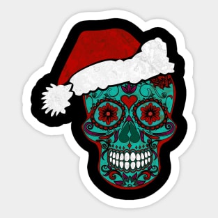 Gothic Christmas - Smiling Sugar Skull Santa Claus 3 Sticker